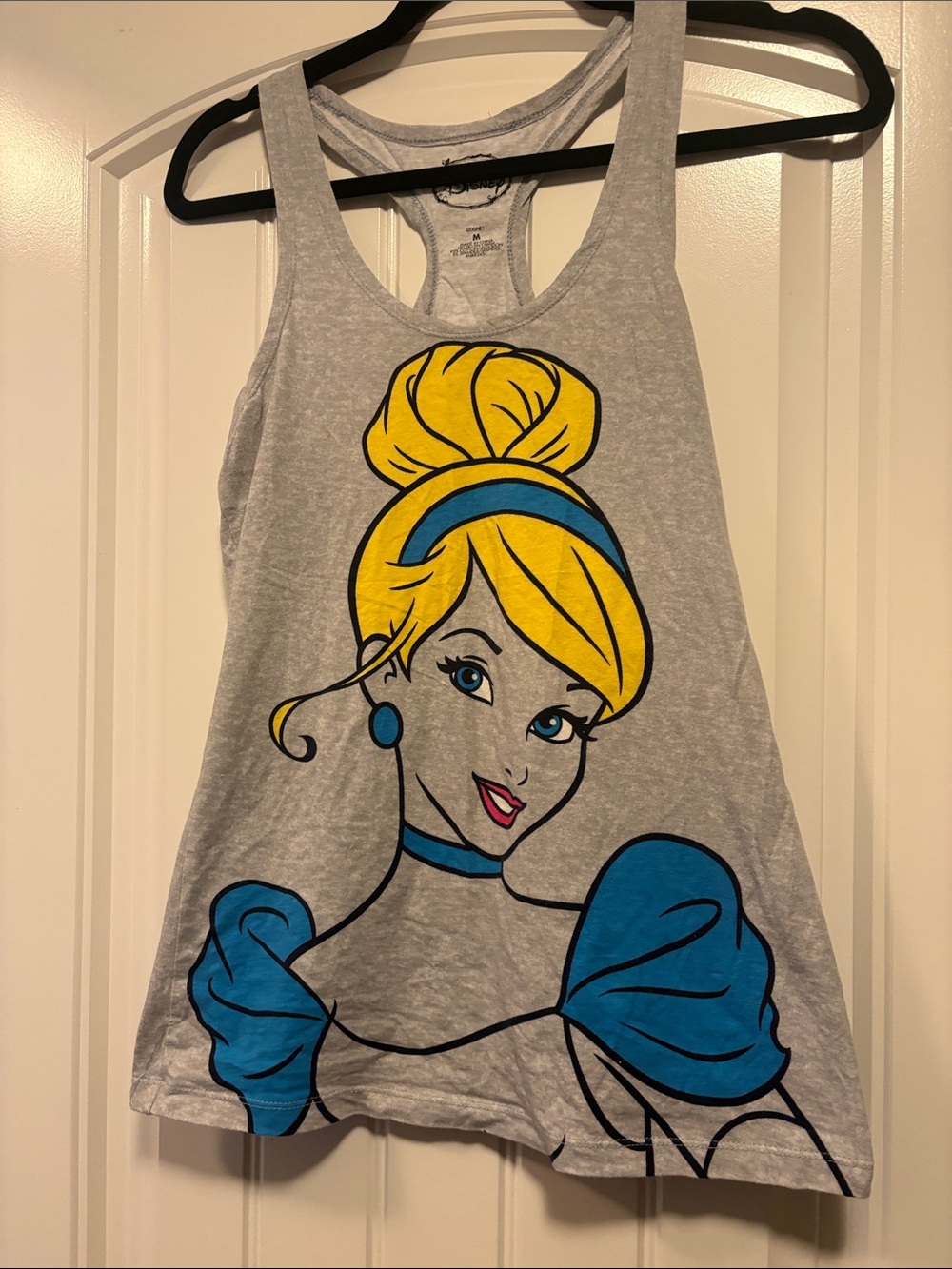 Disney Gray Tank Top with Blue & Yellow Princess Graphic
